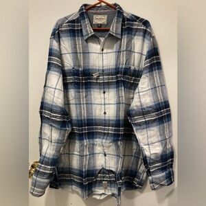 Flag & Anthem Men’s Cotton Long Sleeves Plaid Shirt Button Up Navy White 2XLB